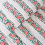 ブロックプリント生地【50cm単位】インド綿 ストライプ柄 白×ピンク×エメラルドグリーン #14218-WT2