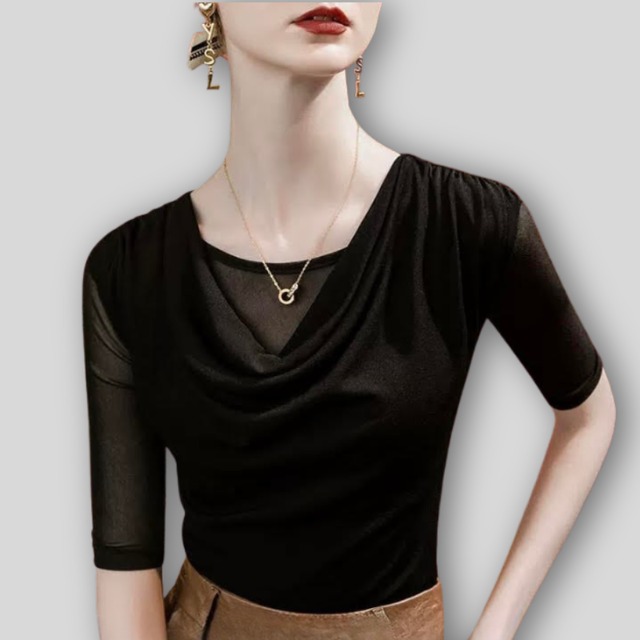 カシュクール ドレープ シアーレイヤード ダンストップス 5col D00591