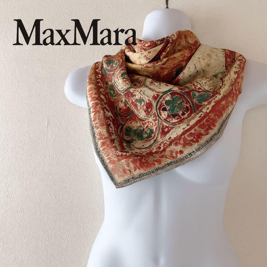 Max Mara 大判　シルク　スカーフ　マックスマーラ　イタリア製　ペイズリー Max Mara 大判 シルク スカーフ マックスマーラ イタリア製 ペイズリー