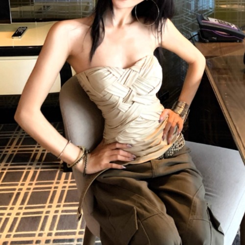 テクスチャーハートネックベアトップ ・12246