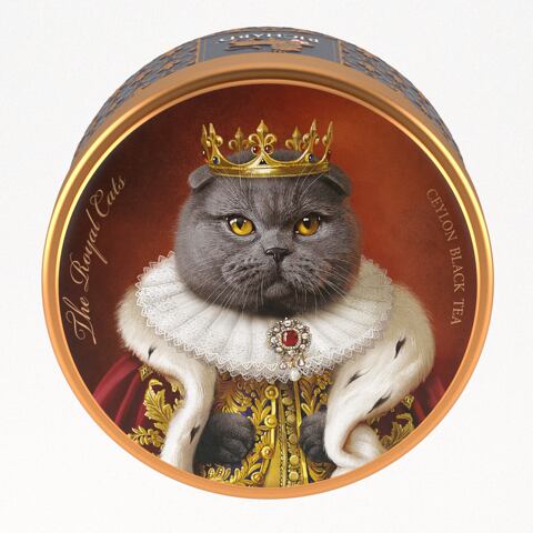 【インポート商品】リチャード 「ザ・ロイヤル・ドッグス&キャッツ 」セイロン紅茶缶30g(キャッツ柄/スコティッシュフォールド猫) 【本格ロシア料理 -通販-】モスクワプリュスシェミ 本場グルメ常温便