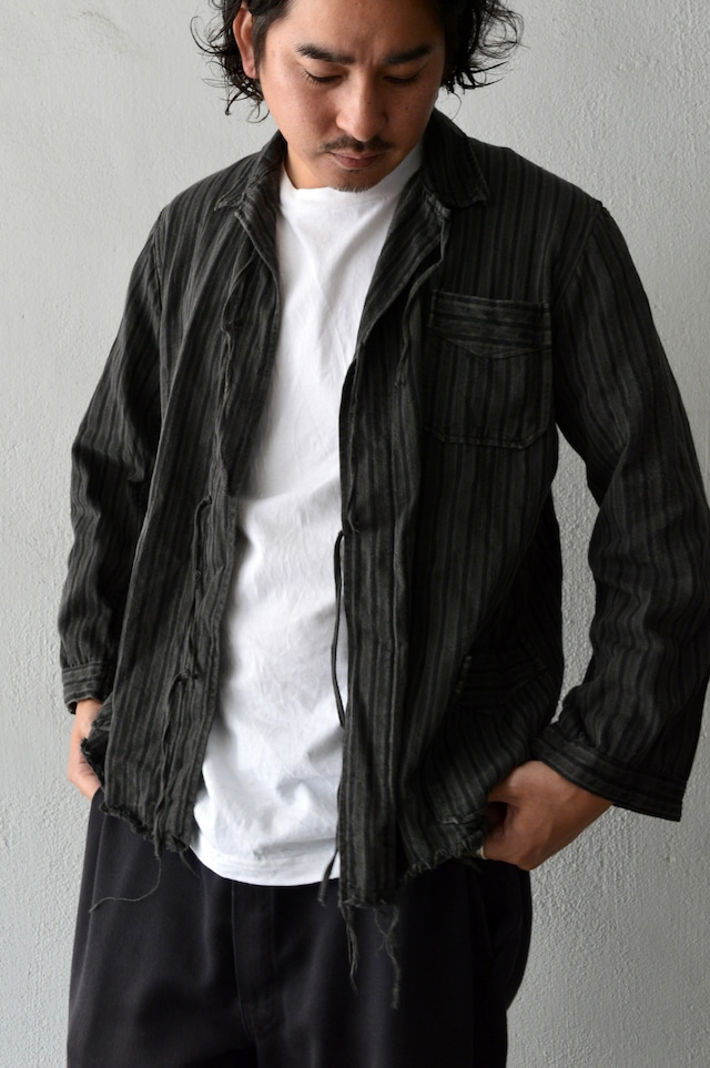 VENTITANK PROJECT Bulgarian Army 1950's-60's Dead Stock Custom Remade & Dyed Sumi Kuro Sleeping Shirt Jacket Type Black ブルガリア軍 スリーピングシャツ ジャケット 50s 黒染め