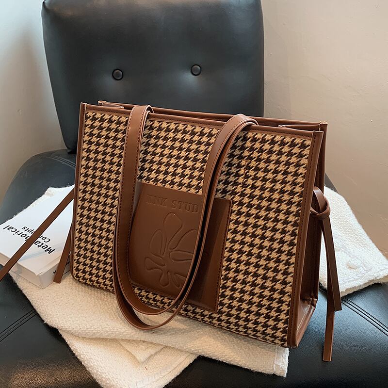 ショルダーバッグ格子柄スタンダードオータムウィンター レトロ 秋物 冬物 トートバッグ Tiancai_Wing_Bag62460884323