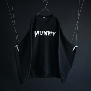over silhouette " MUMMY " print design black sweat pullover