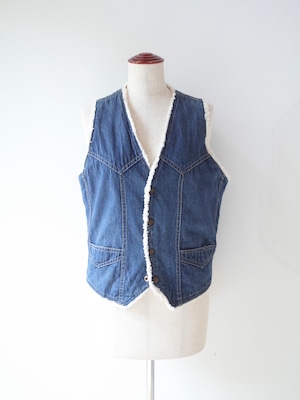 Reversible denim boa vest