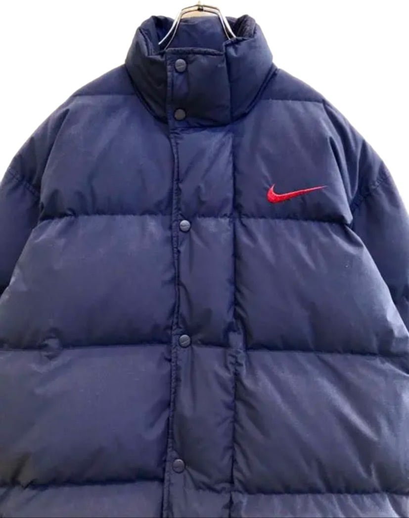 NIKE/ナイキ 90s ダウンジャケット アウター 紺 ネイビー 刺繍ロゴ スウォッシュ ユニセックス