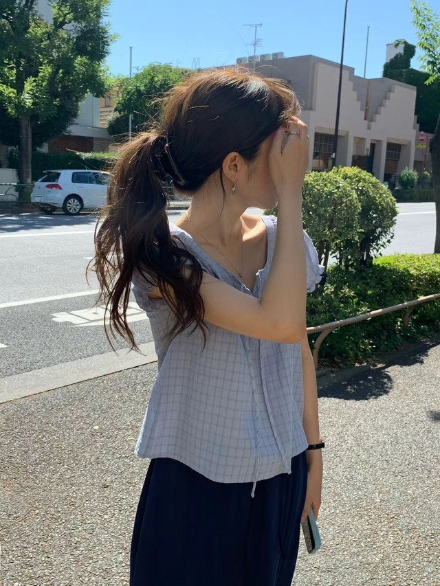 (OUNCE) oat check  blouse / 2color