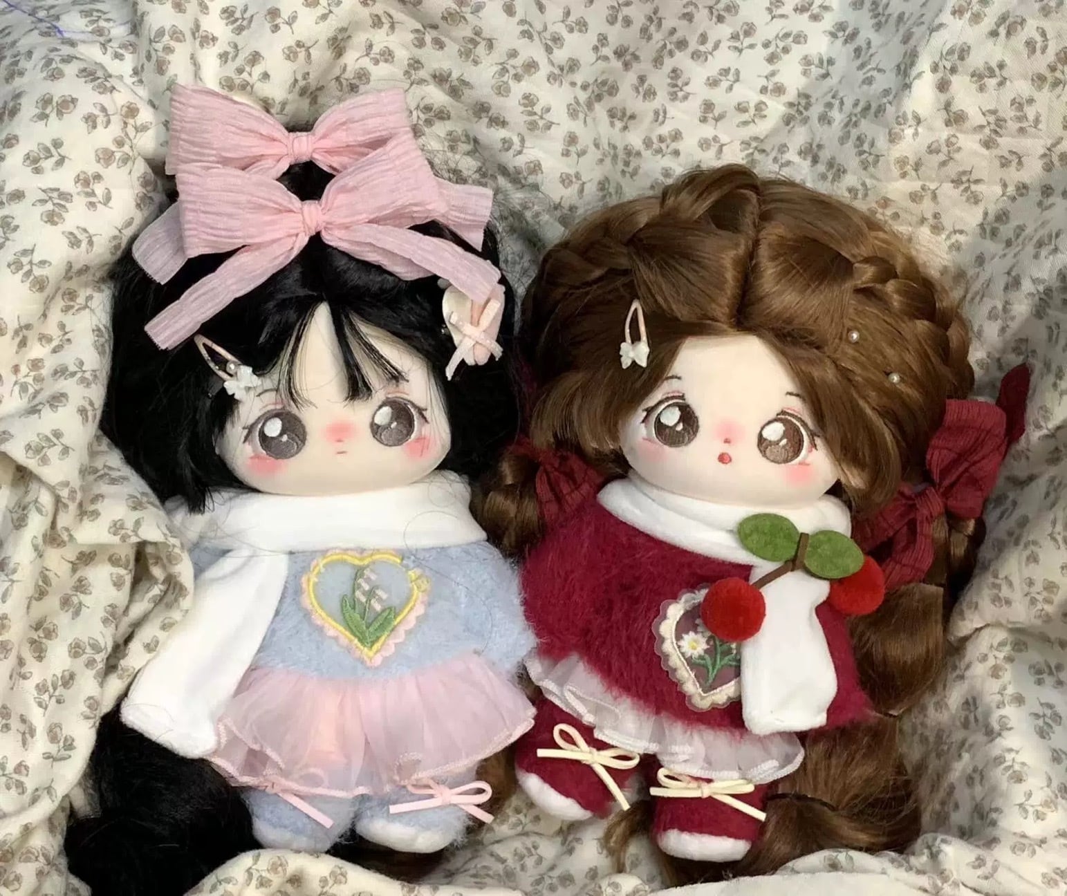 20cmぬい服】ふわふわブルーベルベットのコーデ 20cm着せ替え