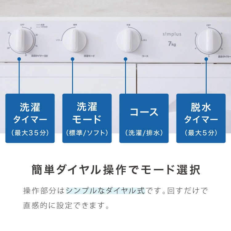 simplus 二層式洗濯機 7kg 洗濯機 縦型二槽式 節電 エコ 軽量