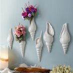 壁掛け花瓶 貝殻 ホワイト 陶器 ウォールベース 巻貝 コンク シェル インテリア 花器 壁面装飾 マリン 海 ナチュラル モダン