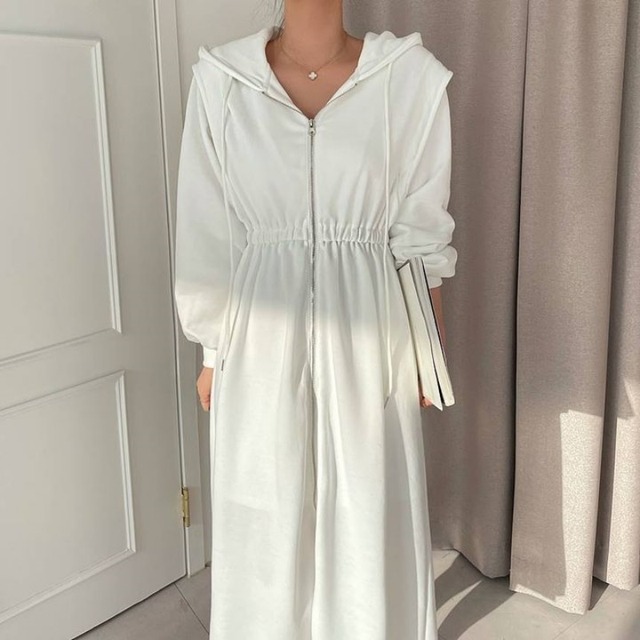 フード付きロングジッパーワンピース SU1144