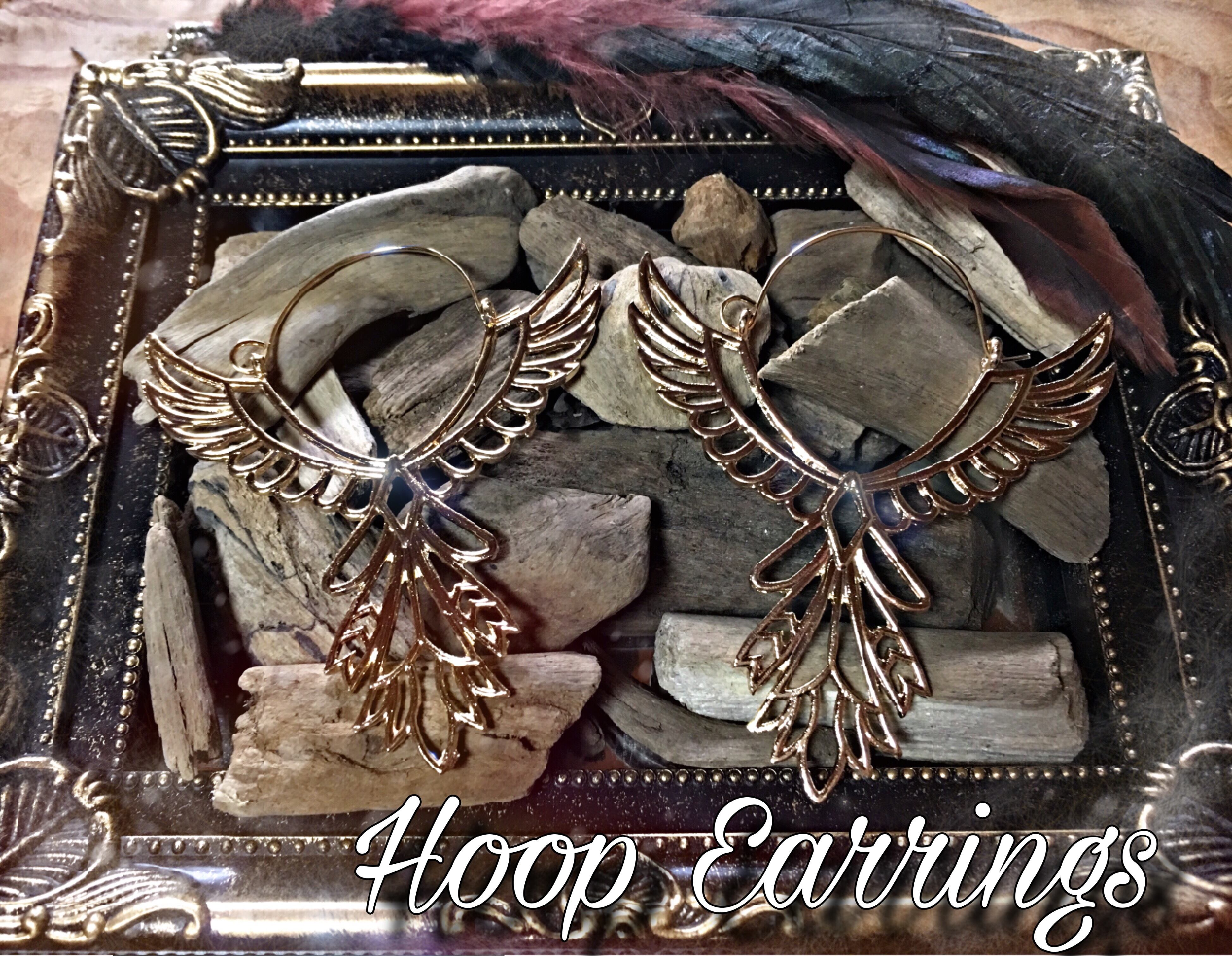 1ペア フープピアス インカピアス シルバー ゴールド 羽 サンダーバード インディアン ボヘミアン  ネイティブアメリカン ピアス