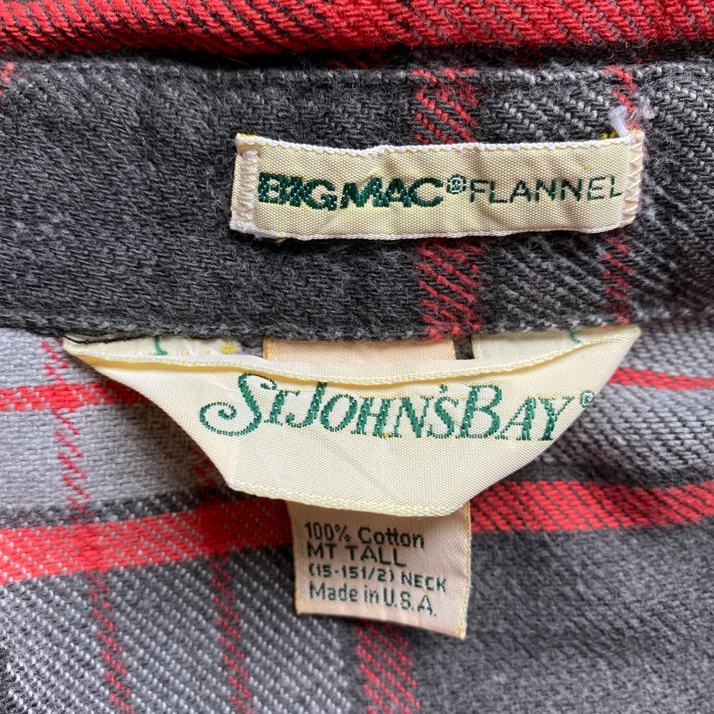 90年代 USA製 BIG MAC Stjohn'sBay チェック柄 長袖 フランネルシャツ