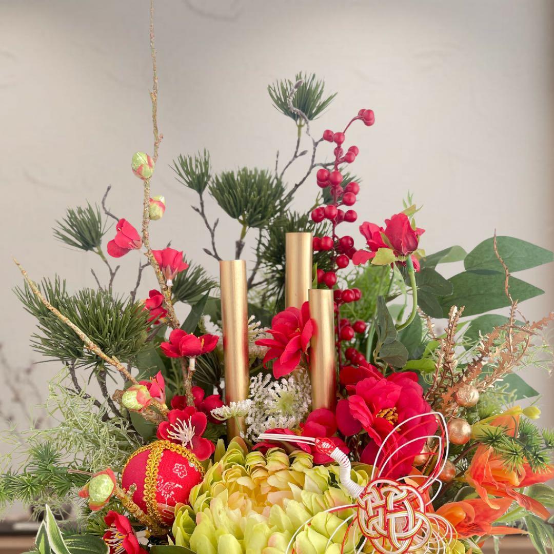 ⑮ 和モダン門松 M｜可憐な花々と竹が奏でる、モカアンドマルシェの