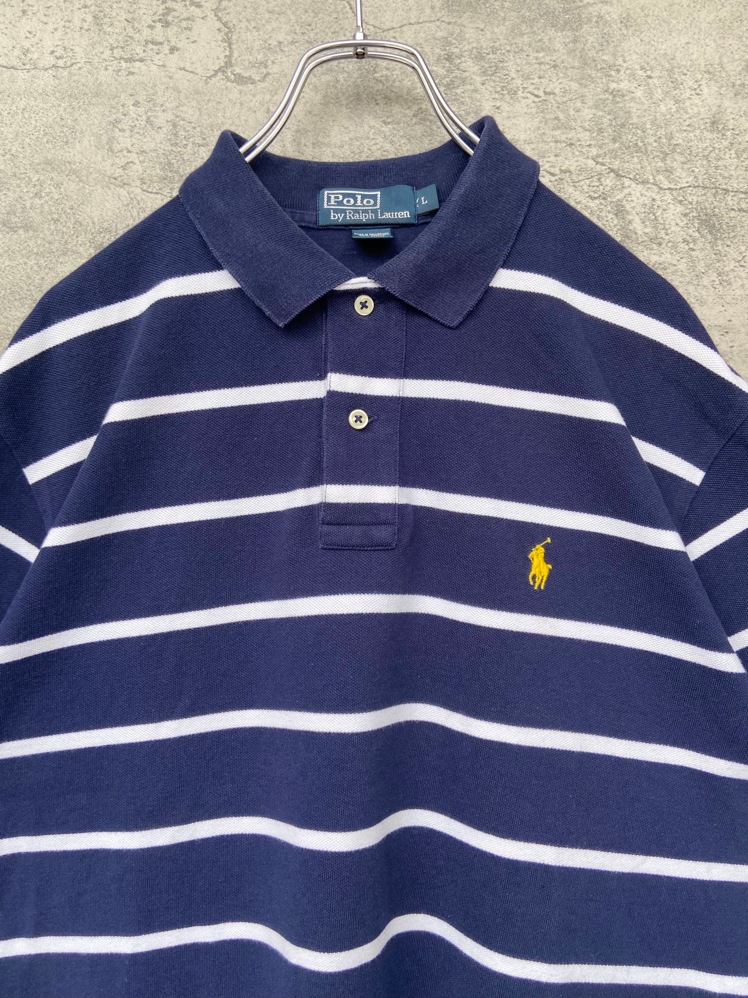 POLO RALPH LAUREN /ラルフローレン 刺繍　ラガーシャツ 紺ボーダー