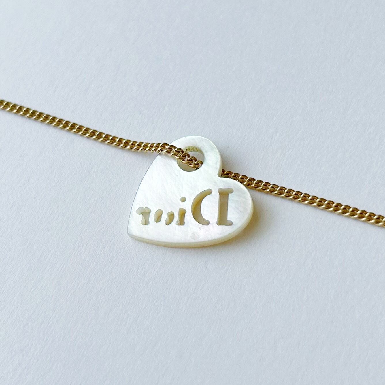 N5326】Christian Dior shell logo heart necklace/クリスチャン