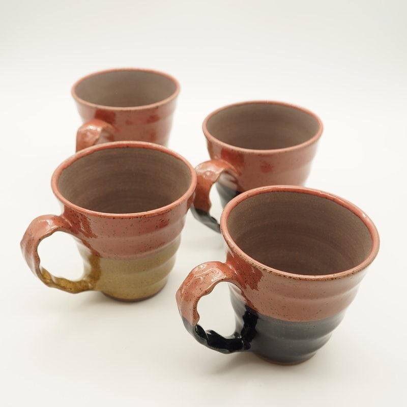 ツートンカラー マグカップ(中)ピンク【琉球焼 丸勇陶房】