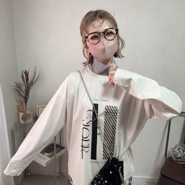 design logo long tee【Off Beige】