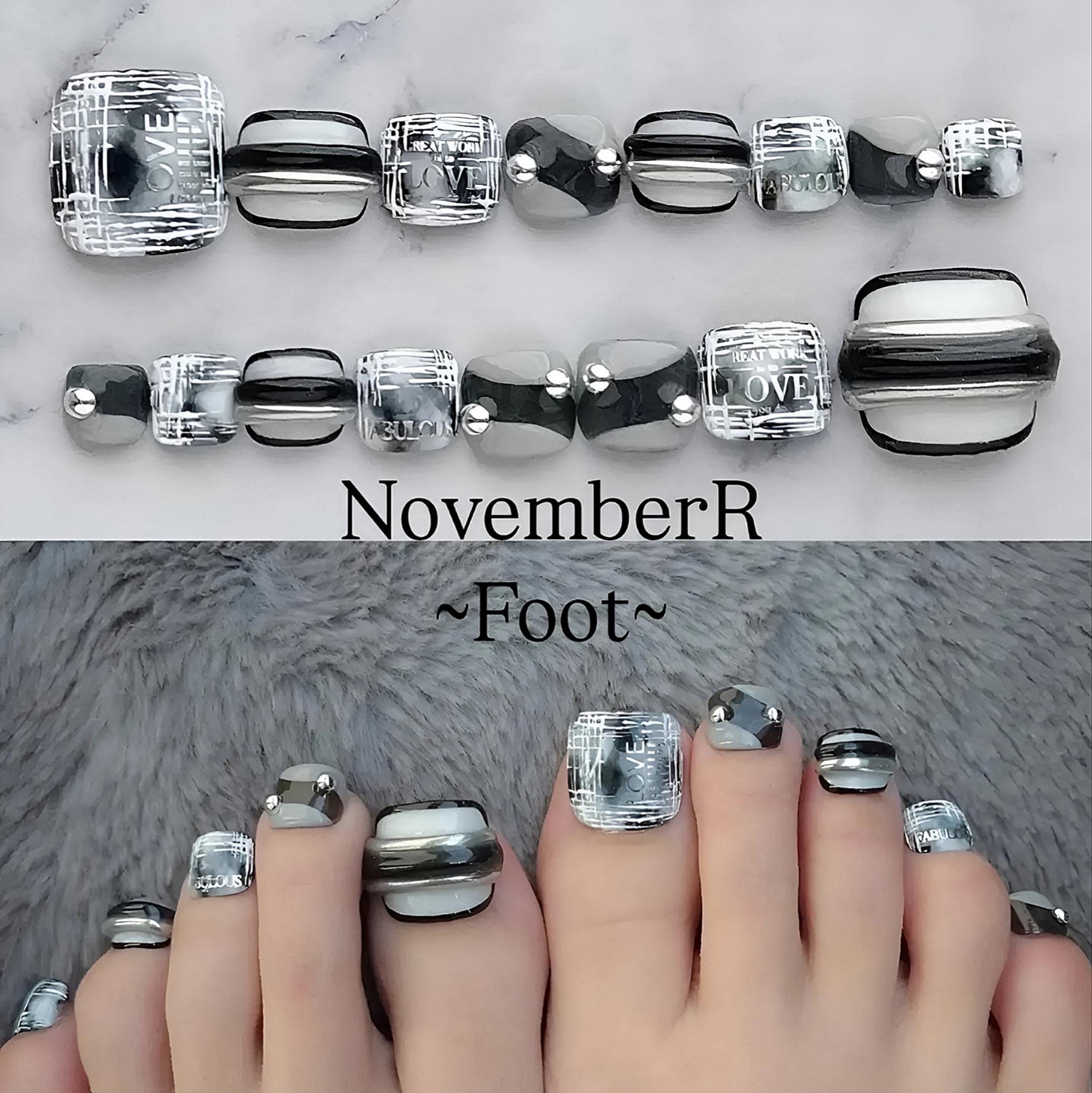 FA248⭐ニュアンスチェックフットネイルチップ | NovemberR 〰️ネイル