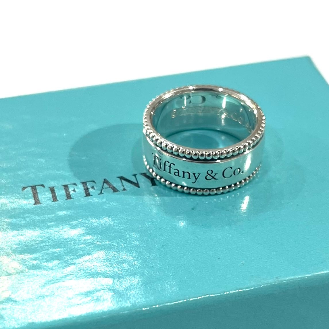 TIFFANY&CO】【8号】2637 T&CO. ミルグレイン エッジ リング SV925
