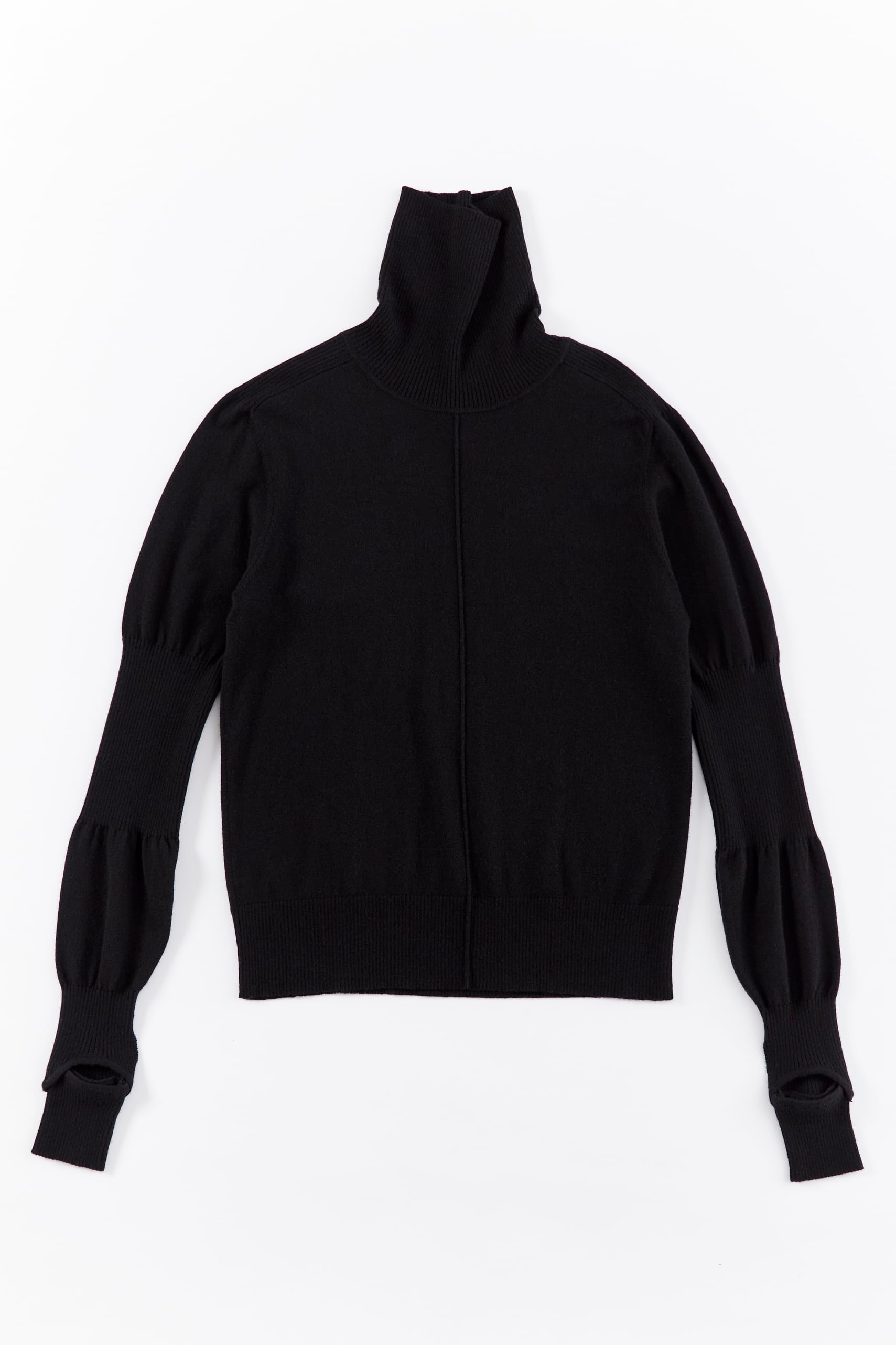 RIB SWITCHING TURTLE NECK PULLOVER	 25AWAC-001 BLACK