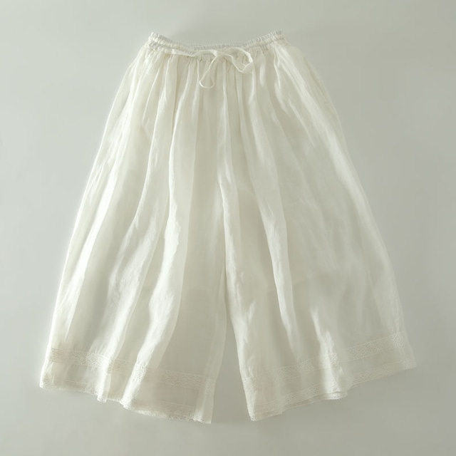 ドローストリングレースワイドクロップドパンツ 2col 1149