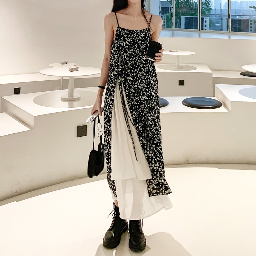 スリットレイヤードキャミワンピース K0239