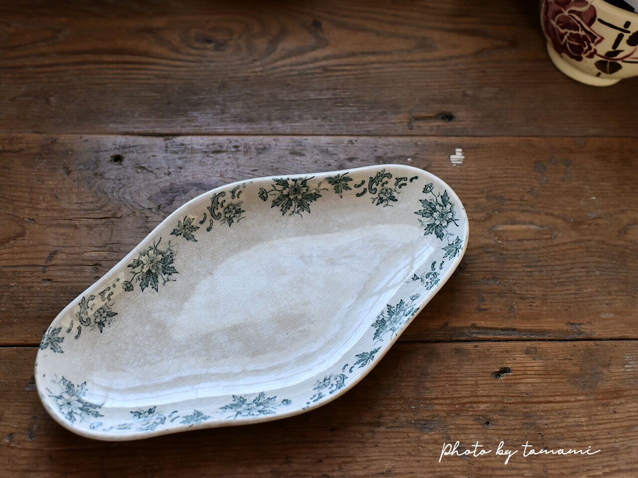 サンタマン製 シックな絵柄が美しいラヴィエ皿 フレンチアンティーク