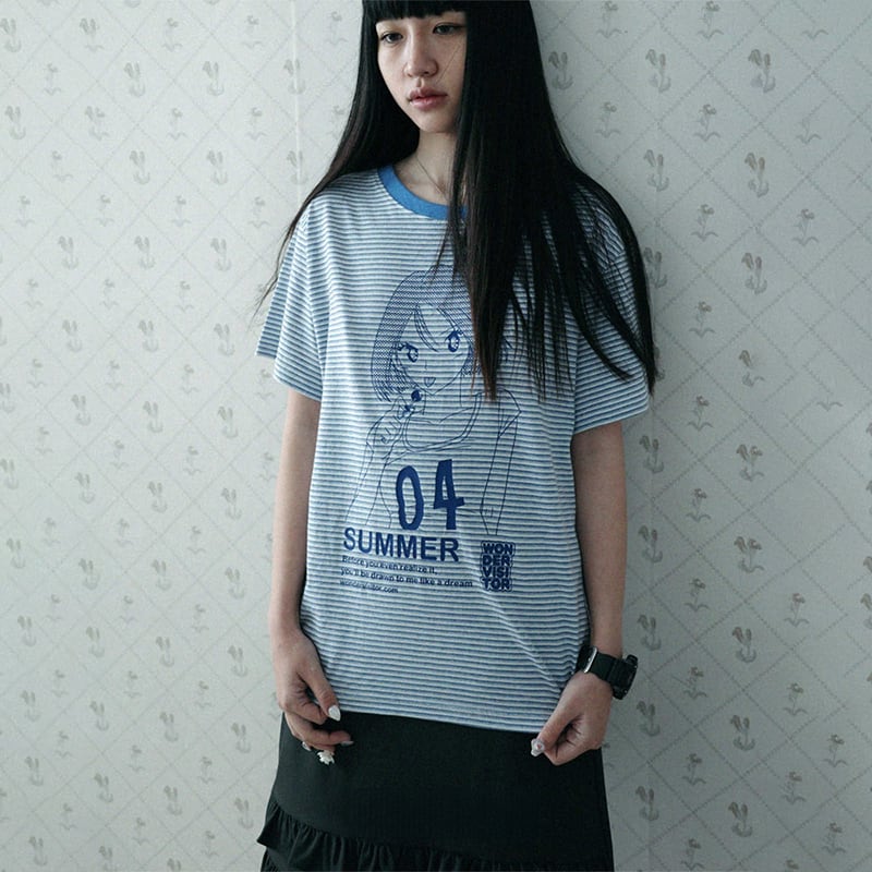 Unique SEI漫画少女プリント半袖Tシャツ | citron elegant Unique SEI漫画少女プリント半袖Tシャツ | citron elegant