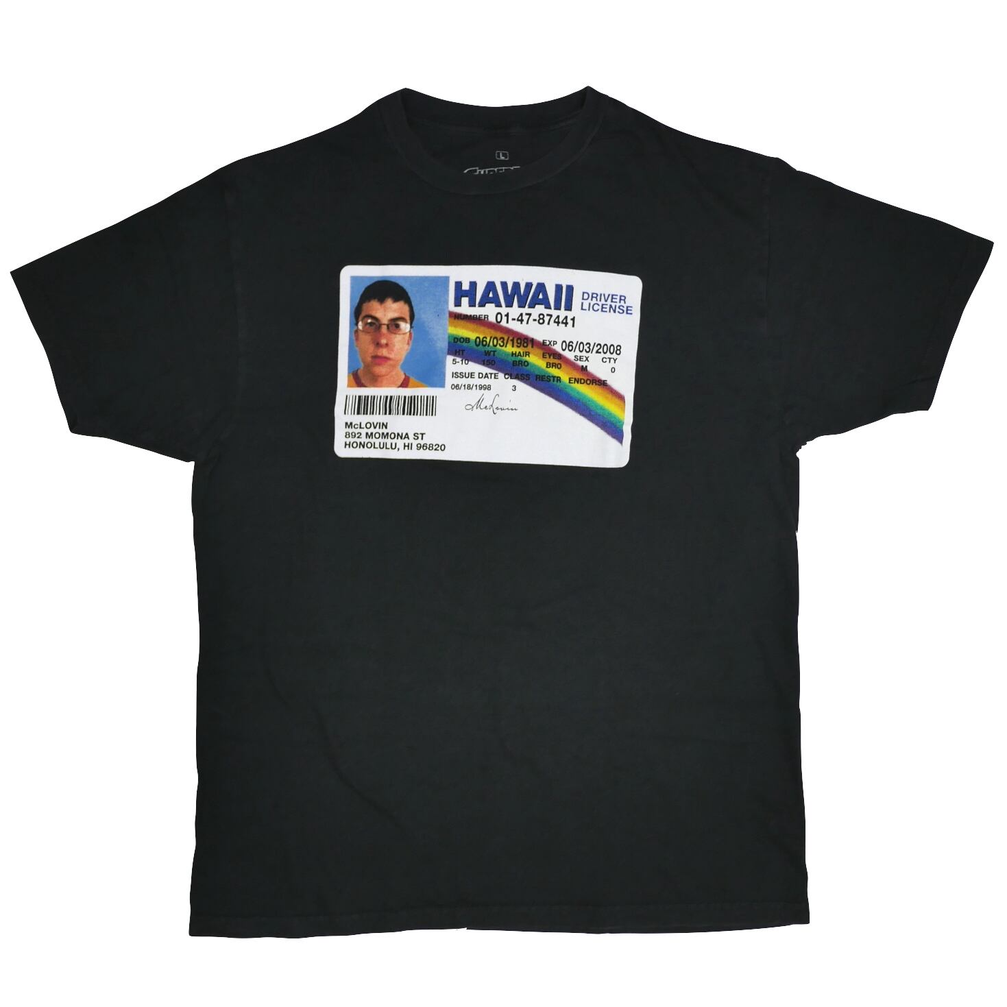 USED【L】Movie SUPERBAD MCLOVIN DRIVER LICENSE スーパーバッド 童貞ウォーズ マクラビン Tee / ©2020
