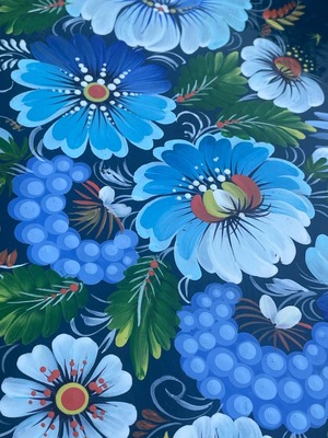 【夢見る鶴たち】ペトリキウカ塗り　壁掛け手描き絵画（ヴァレンティナ・ホメンコ）