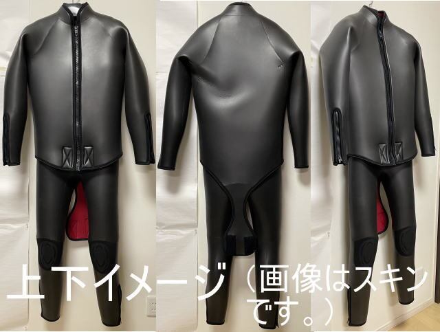 ウェットスーツ ロクハン 両面スキン 身長171cm オーダー品 未使用 ダイビング両面スキン6.5mmフード付ビーバージャケットハーフジップ
