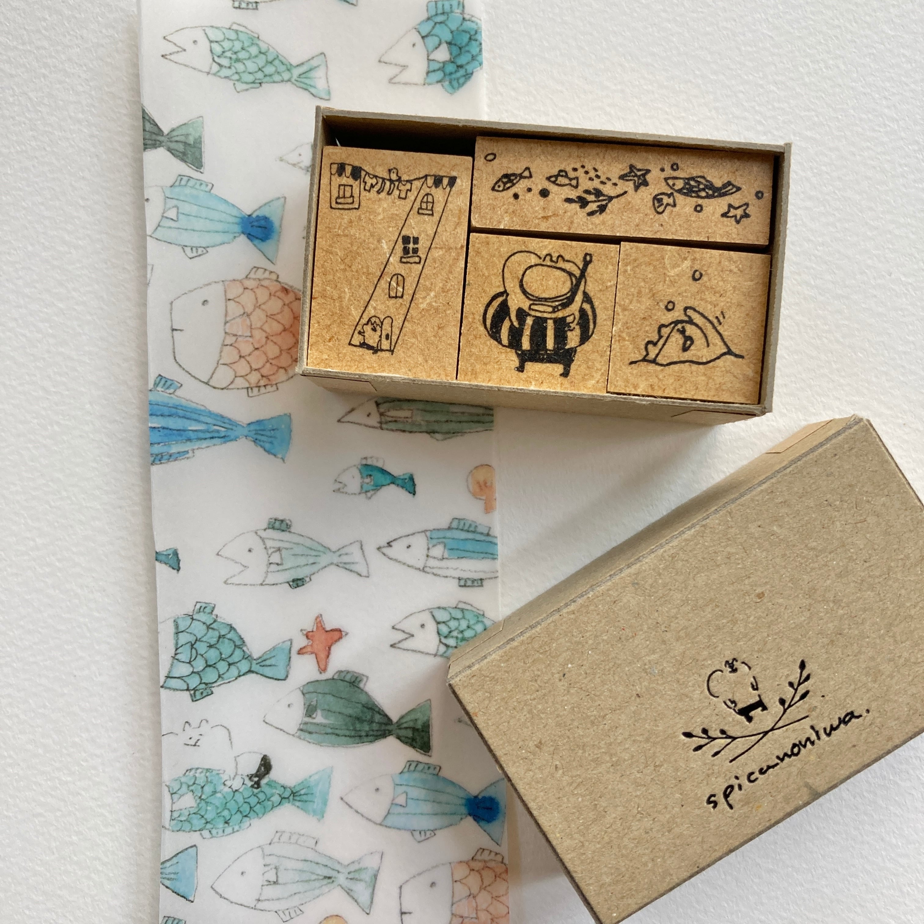 MS11 spicaの庭・muuちゃんのはんこ”7月のスイマーセット(数字セット⑦)”