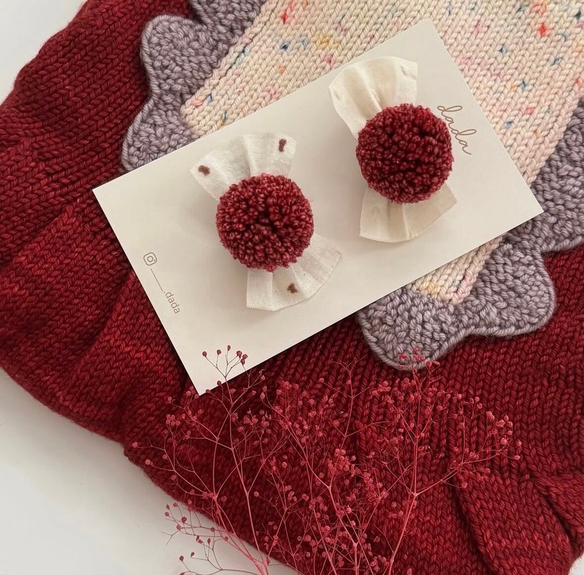 【dada.】pompom ribbon Christmas red(1ea)