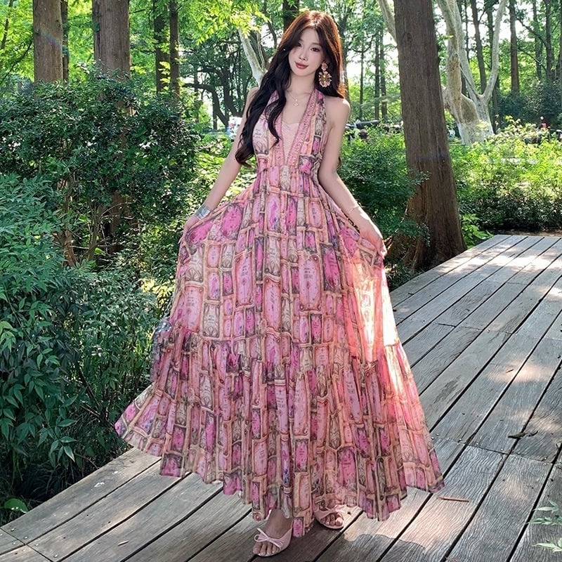 レディース❤️ロングワンピース ノースリーブ セクシー リゾート