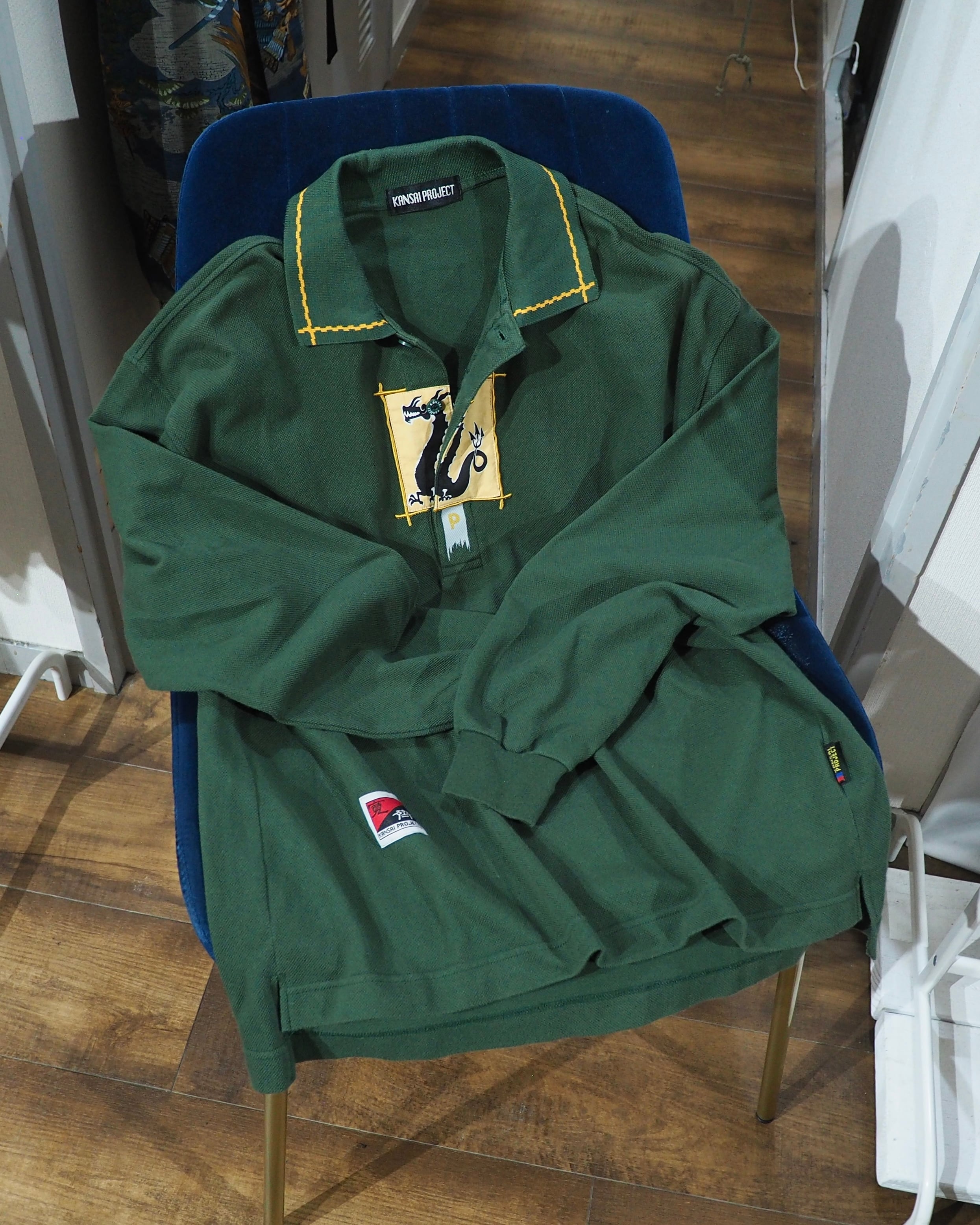 1990s " KANSAI PROJECT " ” 双竜 ” Embroidery vintage Long Sleeve Polo Shirt