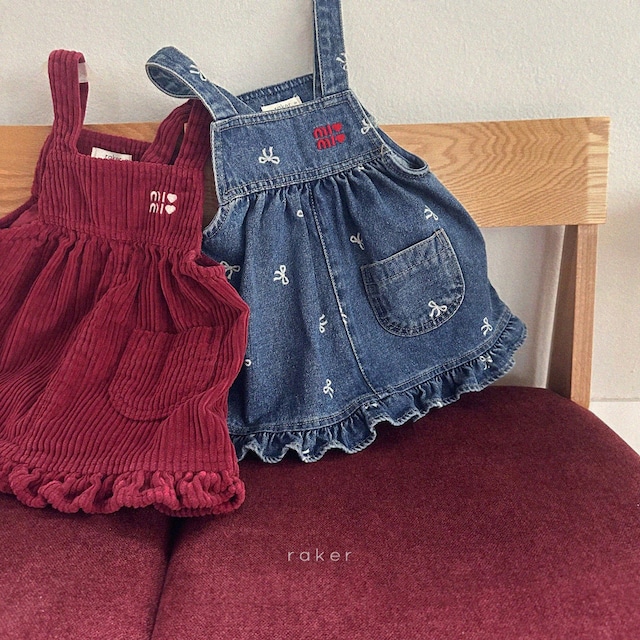 【取寄】raker|mimi jumper skirt (blue jean)|ミミジャンパースカート(ブルージーン)|XS-L|kids|26 autumn