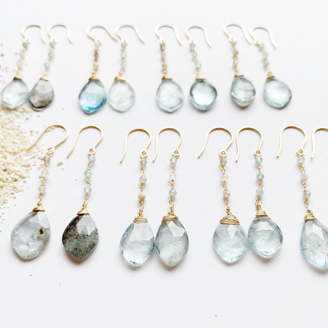 Moss aquamarine bicolor earrings