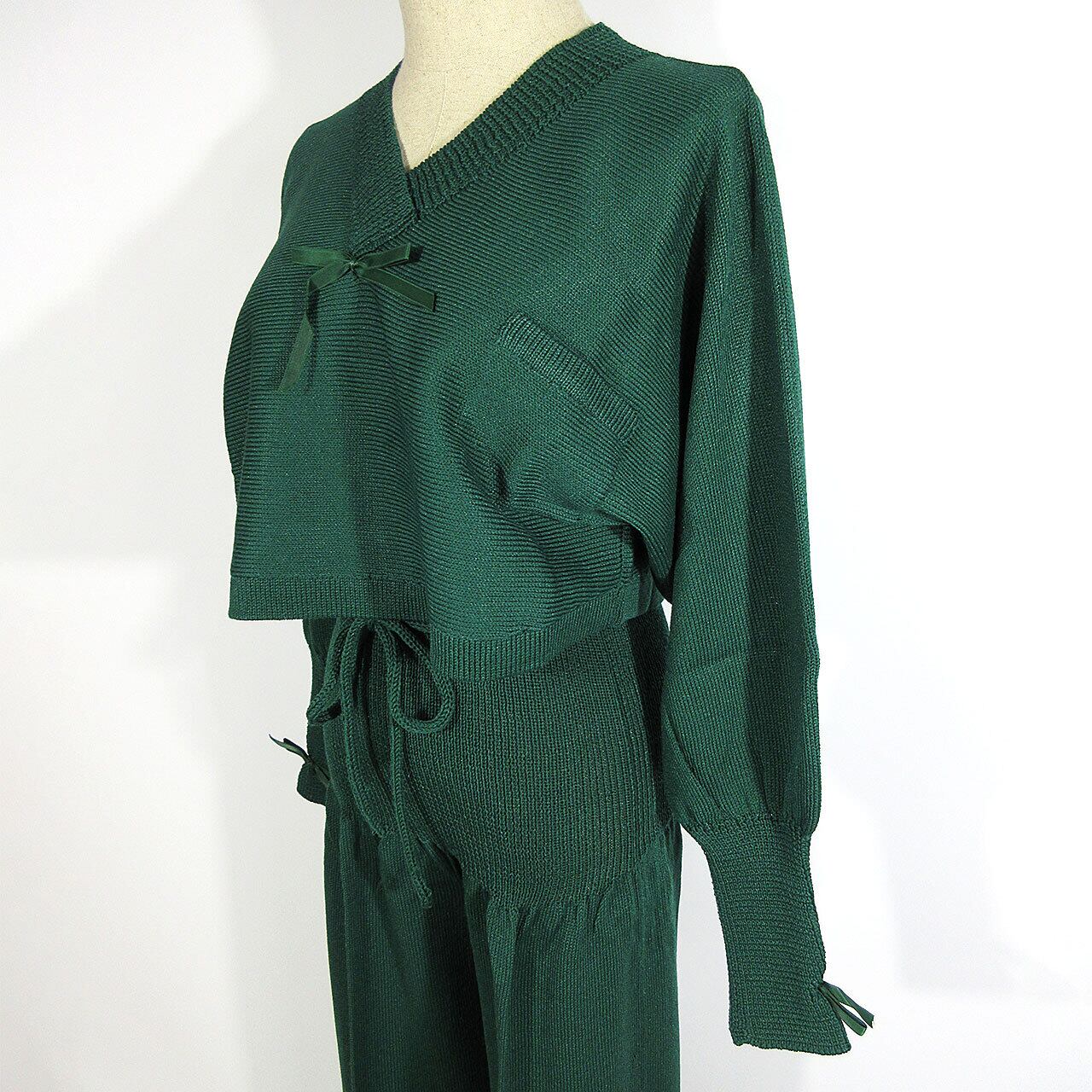 625 dark green ribbon tops / ダークグリーン リボン トップス