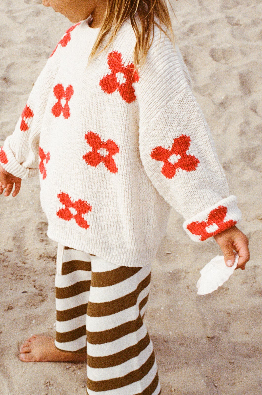Grown / Diagonal Stripe Knit Flares Coffee