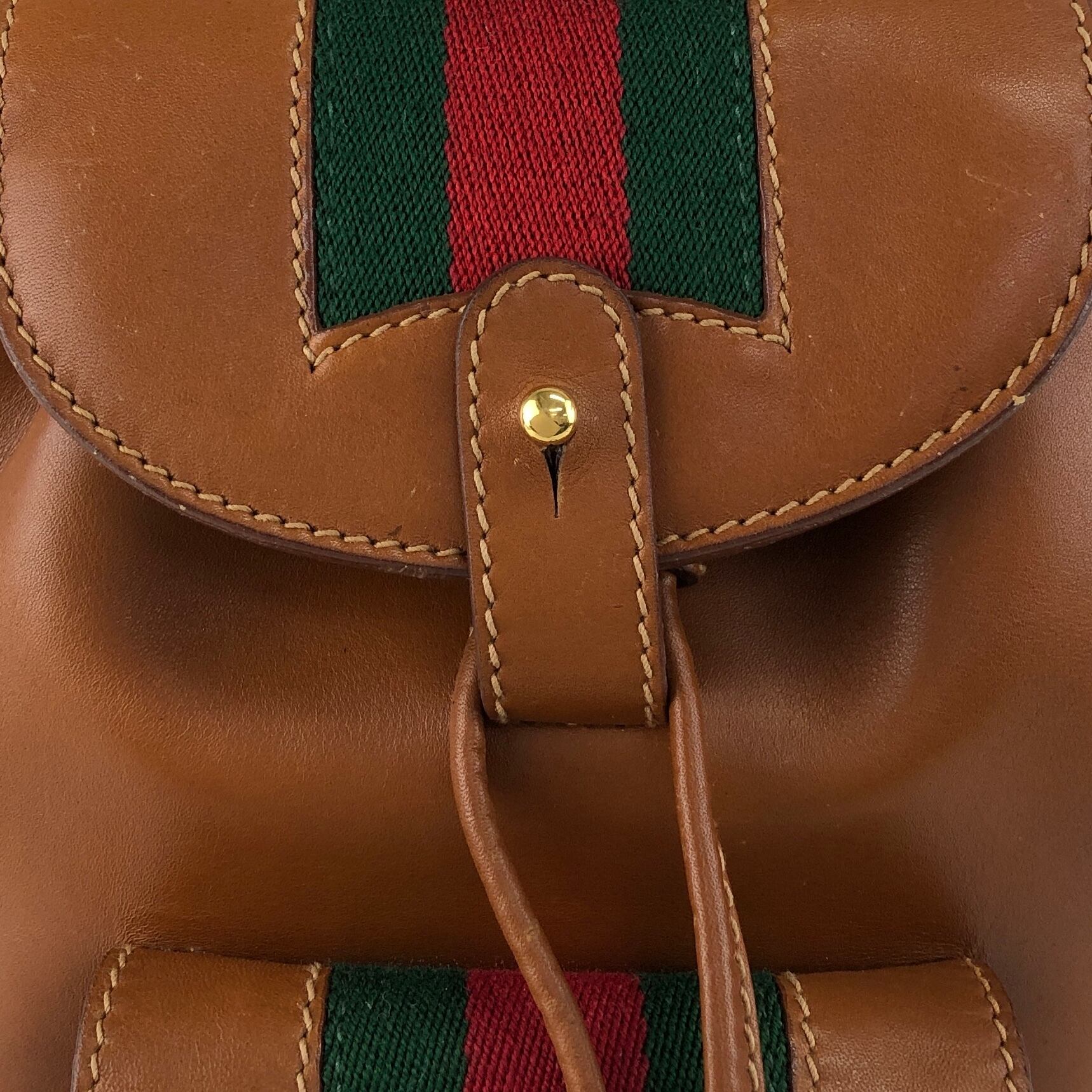 GUCCI グッチ シェリーライン バックパック ブラウン レザー リュック