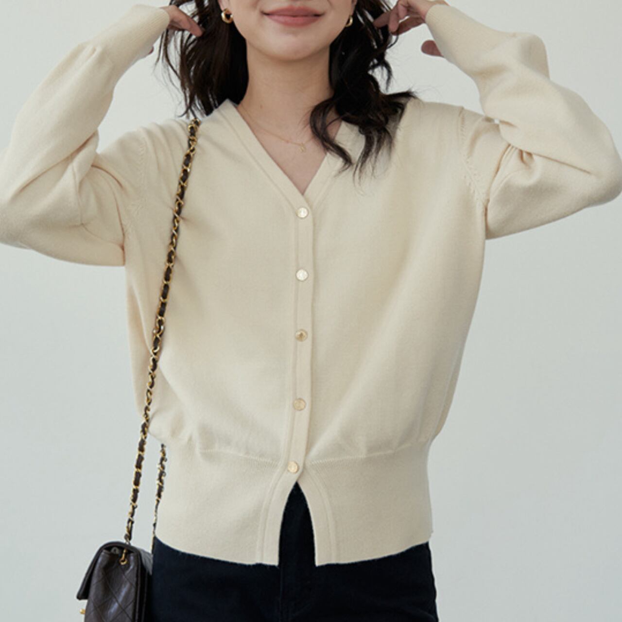 V-neck open-waist cardigan S450