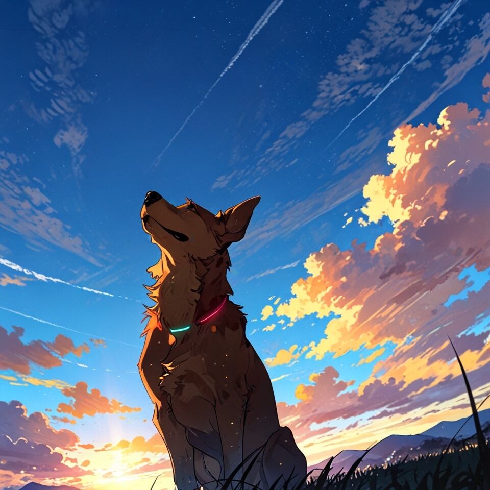 空を見上げる犬【AIイラスト】（20枚セット） | ImaginaryStock