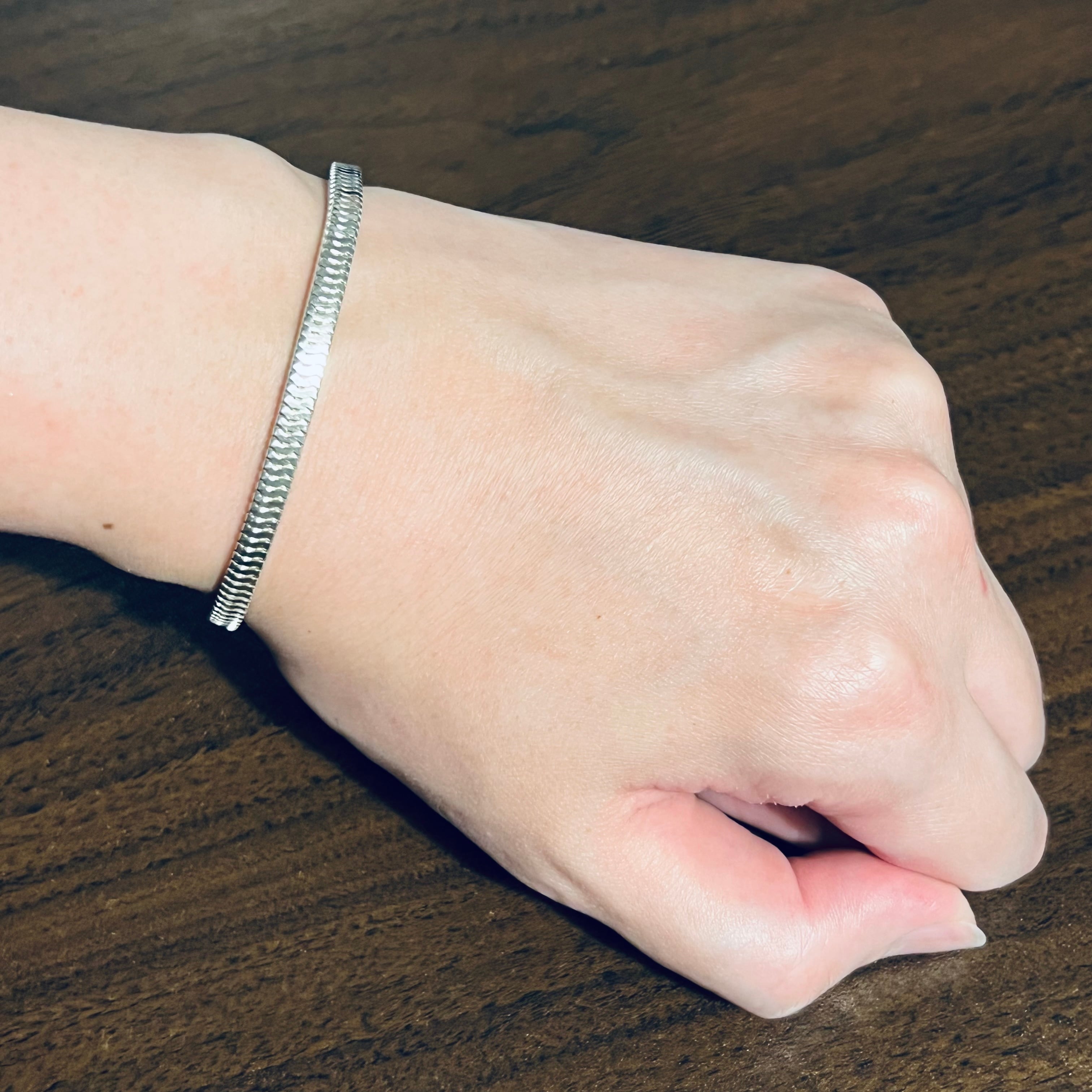 VINTAGE TIFFANY & CO. Square Snake Chain Bracelet Sterling Silver 