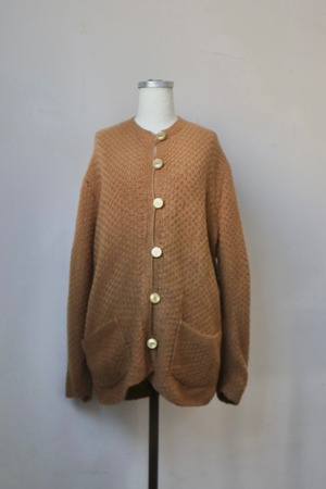 camel hand-knit cardigan