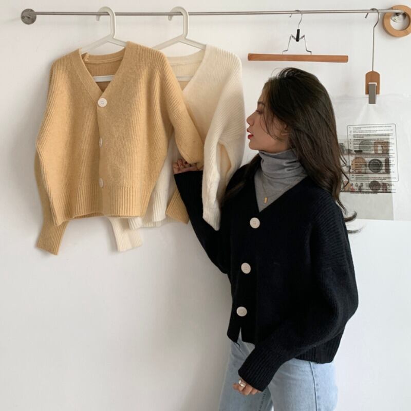 オータムウィンターセーター ジャケット ルーズVネックニットカーディガン 秋物 冬物 YY-ファッション64139781603