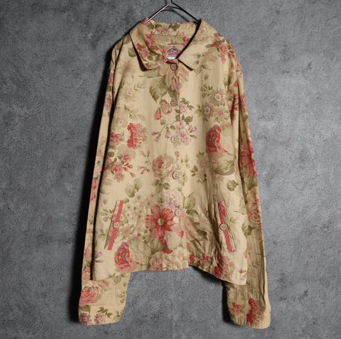 Floral design long sleeve shirt jacket