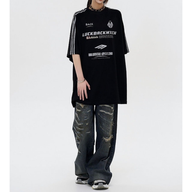 トリプルラインスポーツレタリングTシャツ 1col   R01760