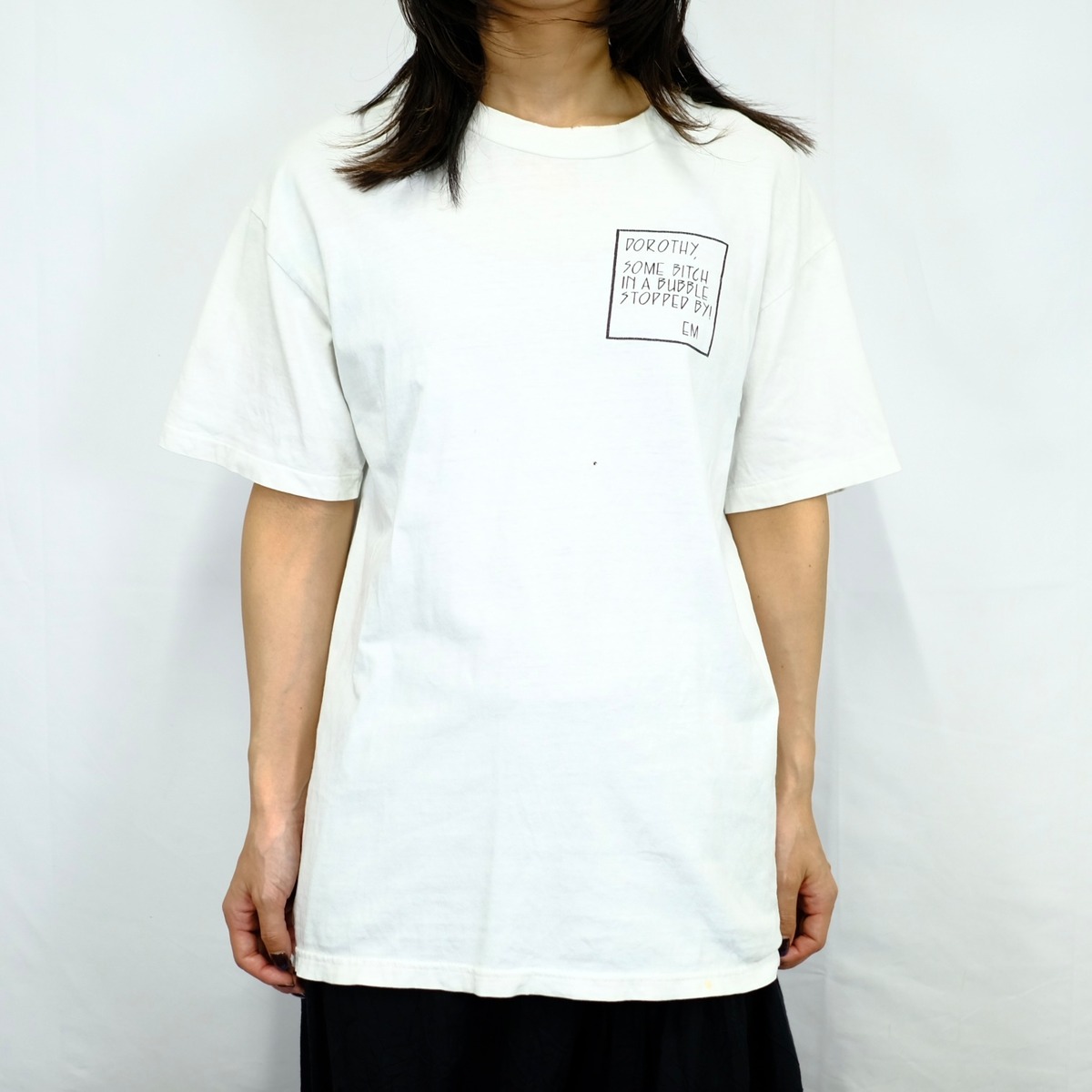 1990s】ビンテージ USA製 プリントTシャツ 白 襤褸 ボロ ダメージ 
