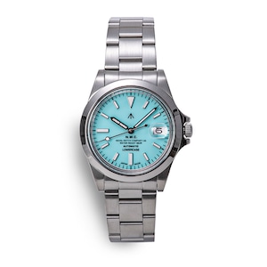 Naval Watch Produced By LOWERCASE FRXA010  Turquoise Mechanical  S/S 3 links Metal band